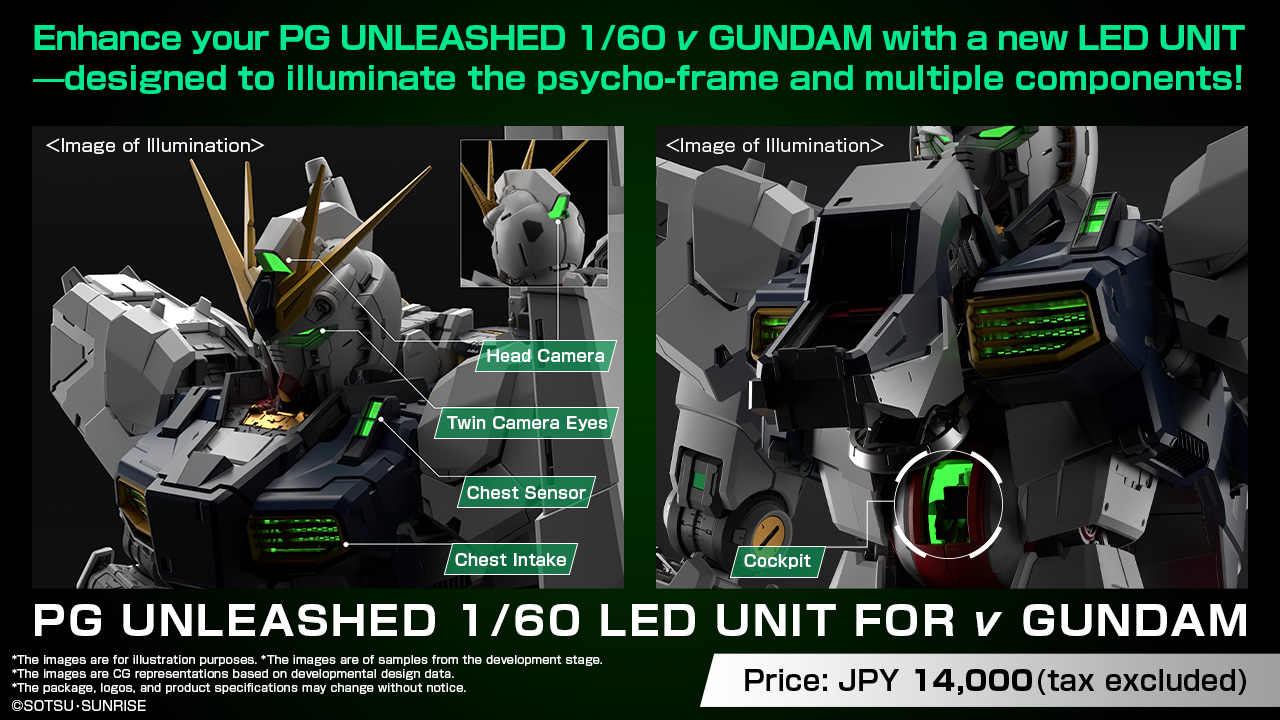 Enhance your PG UNLEASHED 1/60 ν GUNDAM with a new LED UNIT —designed to illuminate the psycho-frame and multiple components! PG UNLEASHED 1/60 LED UNIT FOR ν GUNDAM 